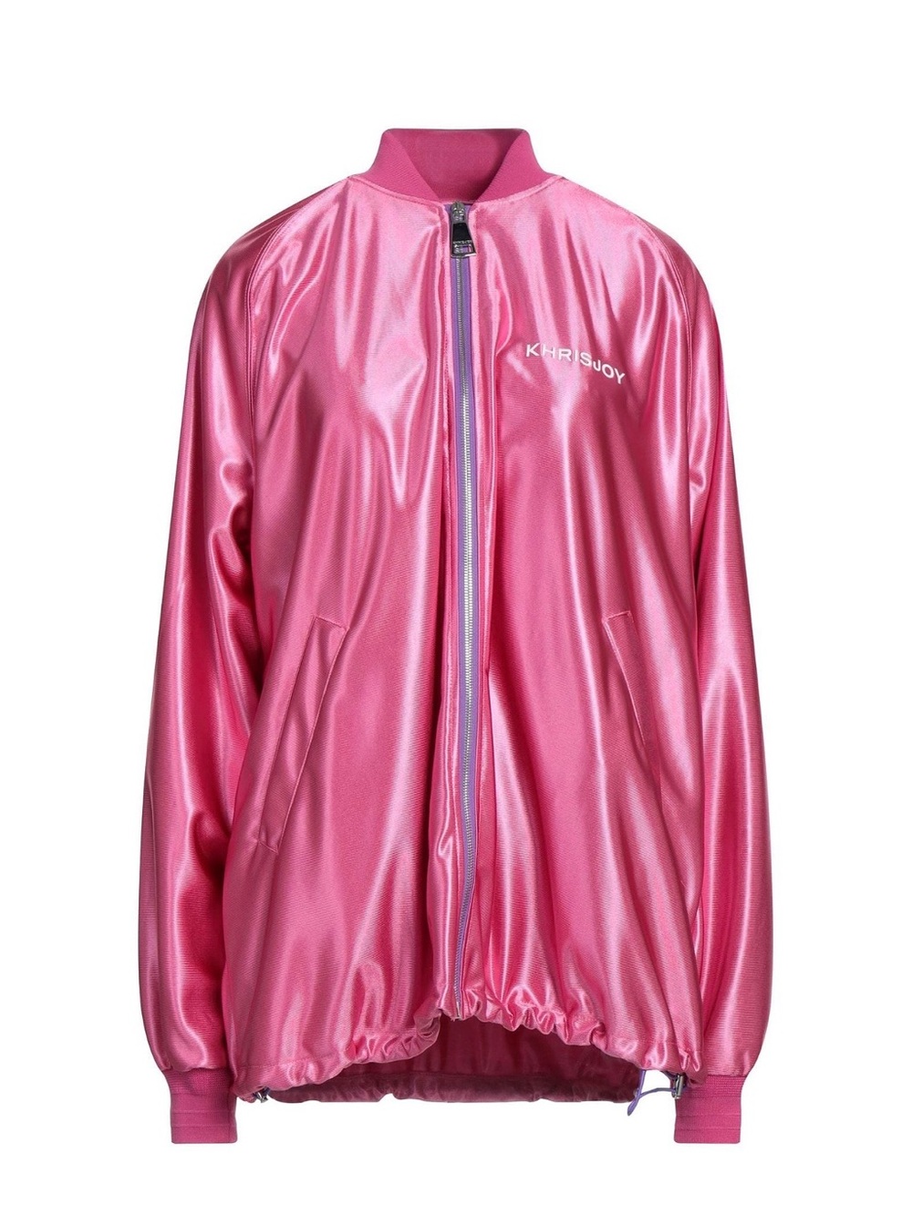 Khrisjoy Pink Satin Bomber Jacket